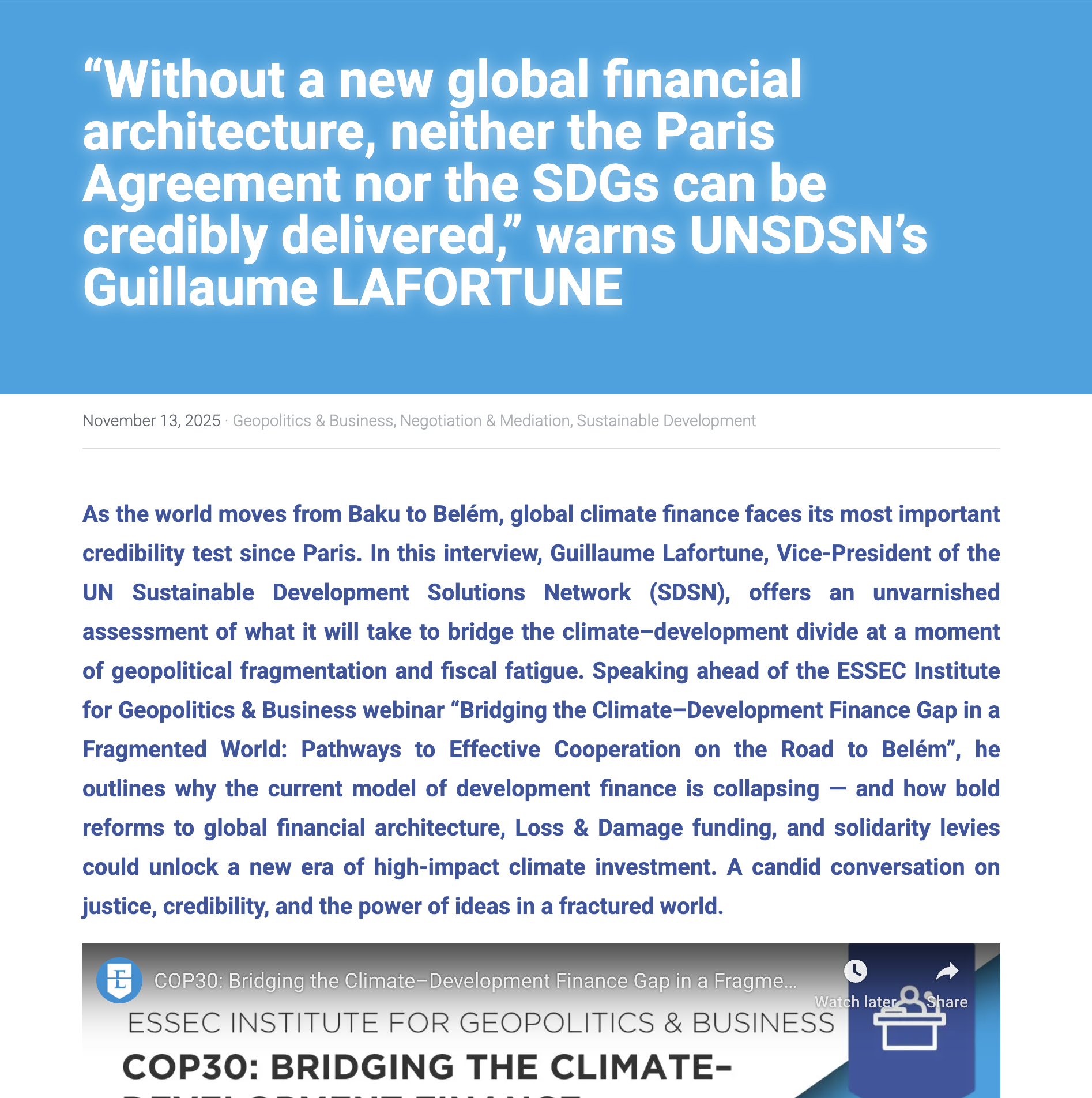 Institute Geopolitics Business ESSEC | November 13, 2025